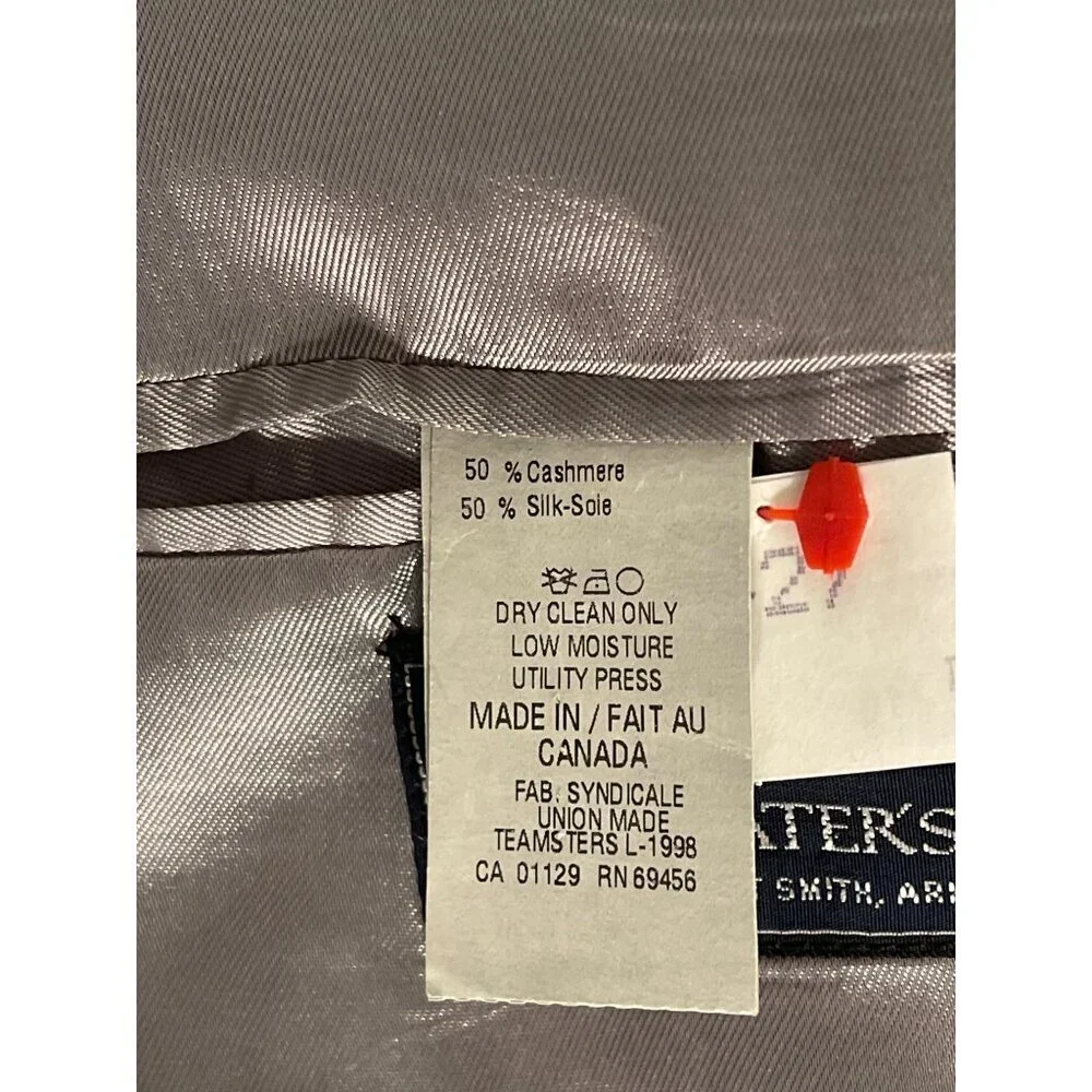 Peerless Couture Mens Black Blazer Jacket 42R Cashmere & Silk Blend Made In Cana